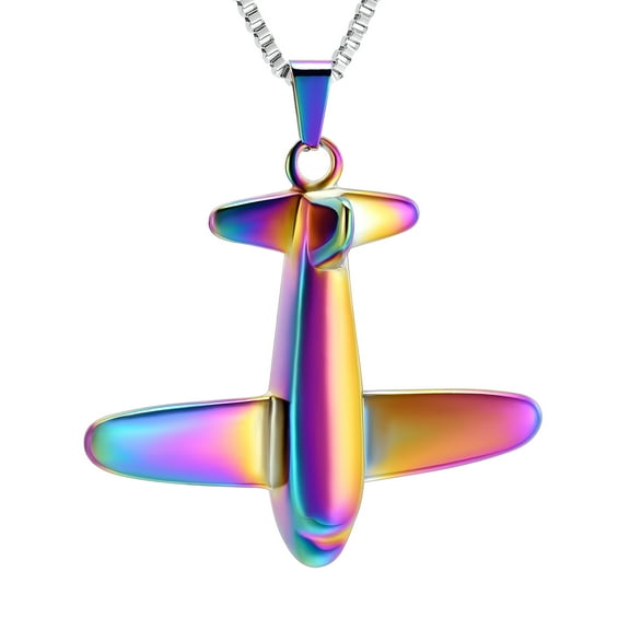 Stainless Steel Tractor Airplane Cremation Urn Pendant Necklace Necklace for Cremation Ashes Urn Lockets for Ashes of Loved One Memorial Jewelry