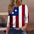 thumbnail image 5 of Conairie 4th of July Shirt Women Loose Crew Neck 3/4 Sleeve Patriotic T Shirts With American Falg Print Basic Work Tee Vacation Clothes Red S, 5 of 7