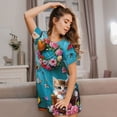thumbnail image 3 of Gukieu Whimsical Cats and Flowers Scene Print Women's Nightgown, A-line Round Neck Short-sleeved Nightgown Pajamas Home Wear Suitable for Home and Outing, 3 of 6