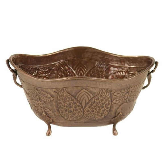 Large Oval Platter with Pineapple Motif-Anti Brass