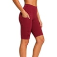 thumbnail image 4 of 2 Pack Women's High Waisted Knee Length Biker Shorts With Pockets 9" Bermuda Long  Length Active Short, 4 of 5