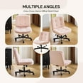 thumbnail image 4 of Wubio  Swivel Armless Criss Cross Chair with Dual-Use Wheels,Cross-Legged Office Desk Chair,Vanity Chair,Rolling Computer Chair for Home-Pink, 4 of 7