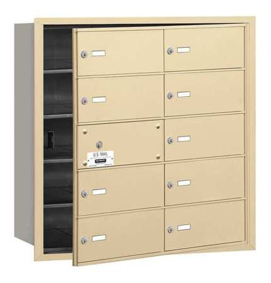 4B+ Horizontal Mailbox (Includes Master Commercial Lock) - 10 B Doors (9 usable) - Sandstone - Front Loading - Private Access