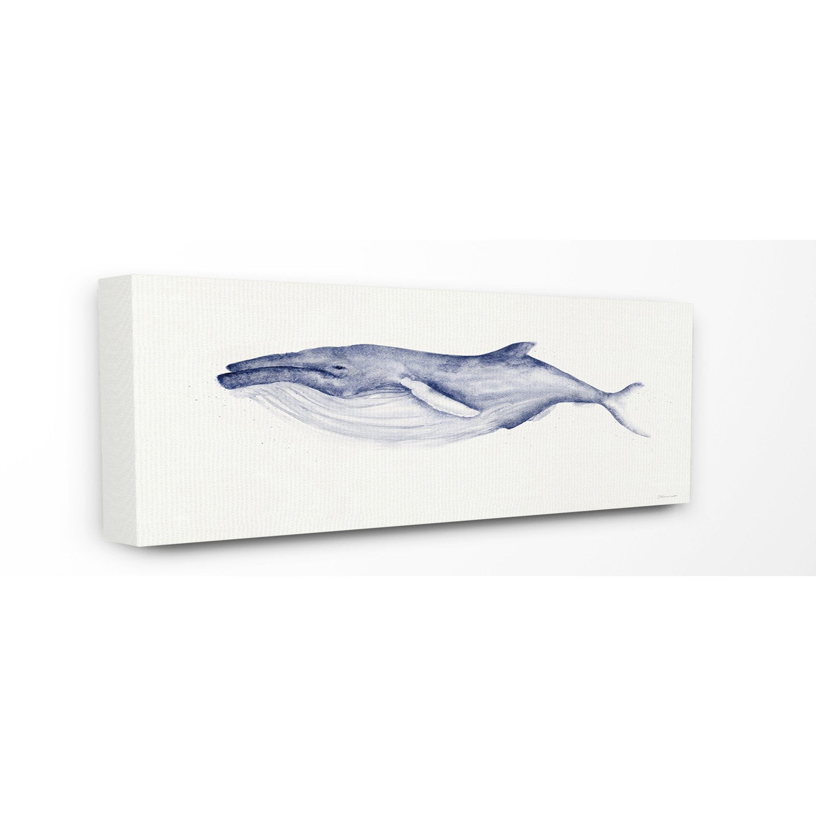 the stupell home decor collection humpback whale watercolor illustration stretched canvas wall art, 10 x 1.5 x 24