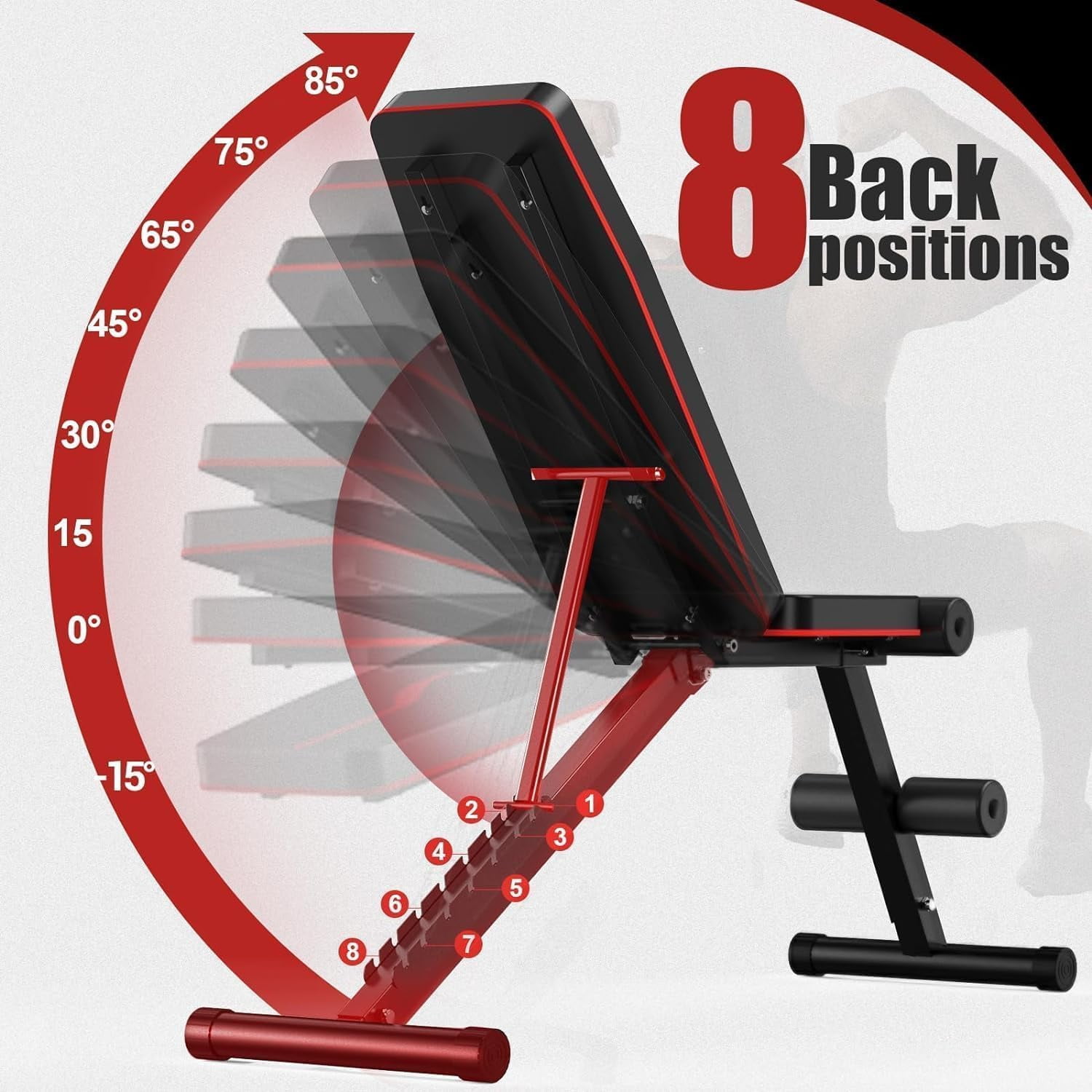 Bench press bench, adjustable training bench, suitable for home gym dumbbell exercises, 880 lb weight capacity, stable incline/decline bench press, full-body workout, 2-second quick folding, strength