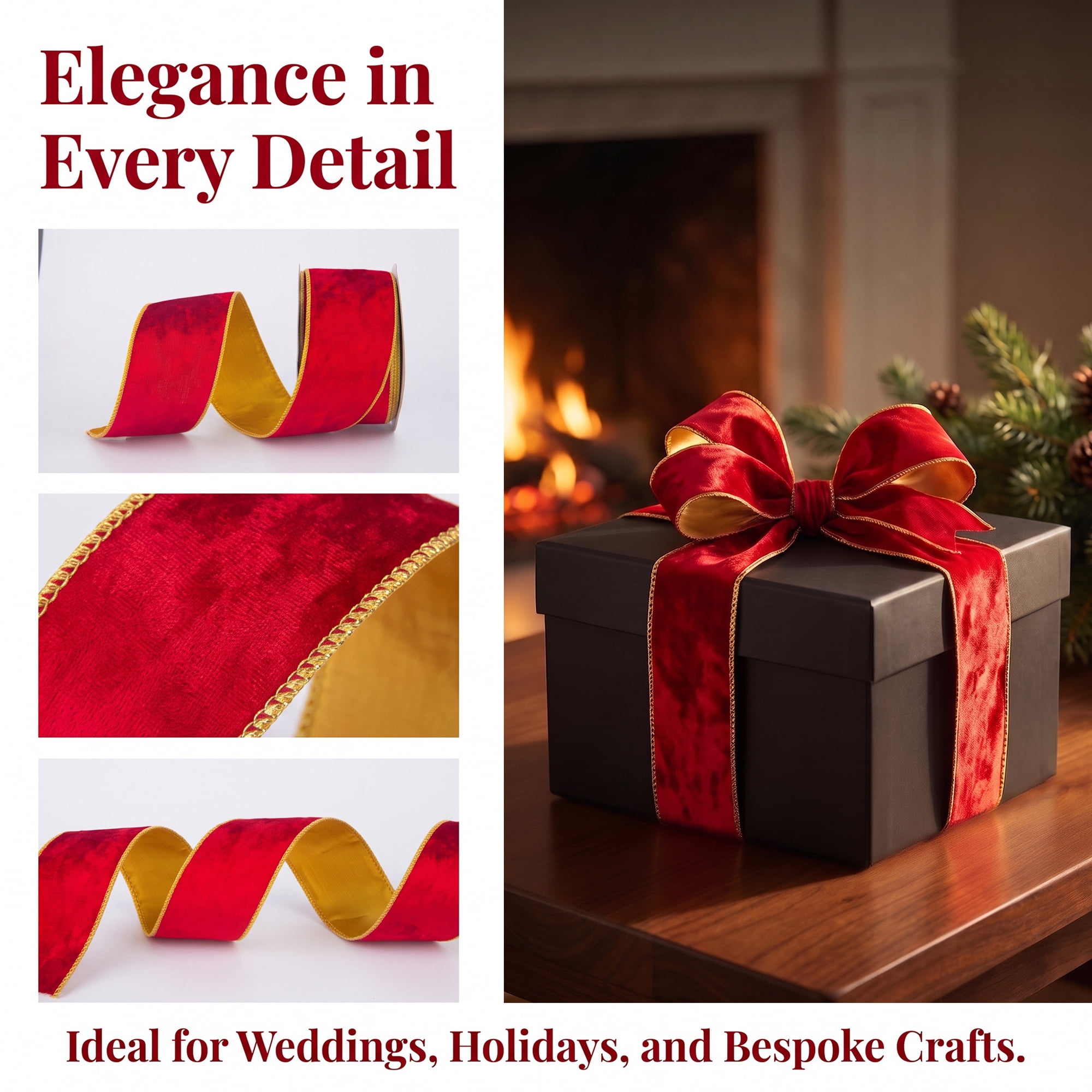 Unique Bargains Extra Wide Decorative Ribbon for Gift Decoration Use Dark Red 9.8 Yard