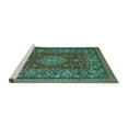 thumbnail image 2 of Ahgly Company Machine Washable Indoor Rectangle Medallion Turquoise Blue Traditional Area Rugs, 8' x 12', 2 of 4