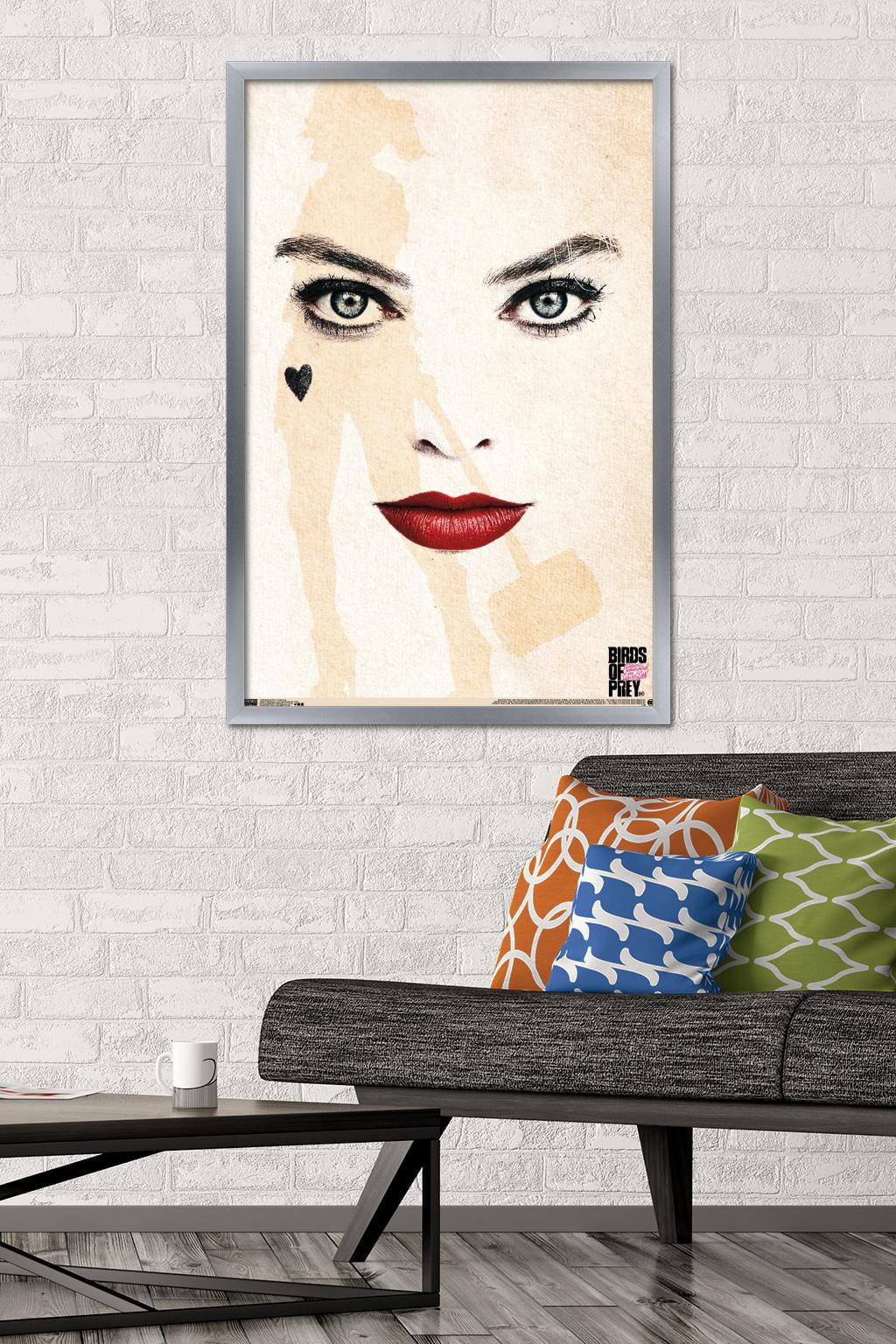 DC Comics Movie - Birds of Prey - Harley Quinn - Face Wall Poster, 22.375" x 34", Framed