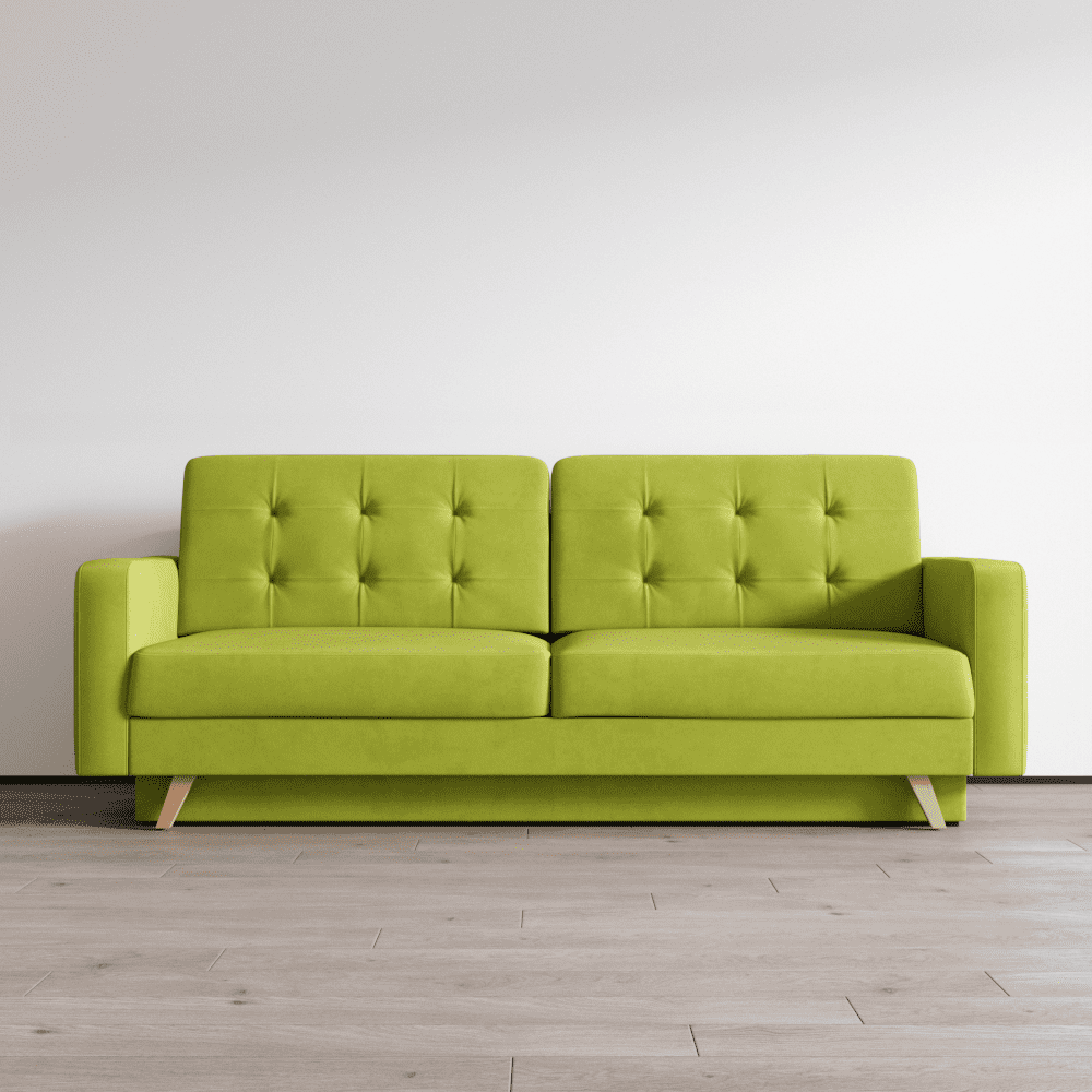 Vegas Futon Sofa Bed, Queen Sleeper with Storage, Green