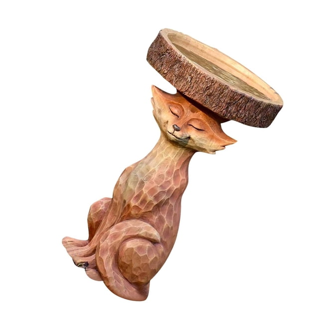 Kearding Animal de resina para baño de pájaros, estatua de zorro de pie, comedero para pájaros, adorno para jardín, decoración del hogar Decoración del hogar No.2 Kearding HA045324-02