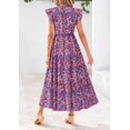 thumbnail image 2 of Vestido PRETTYGARDEN Floral Azul Marino Rojo Midi Cuello en V Talla L Grande, 2 of 6