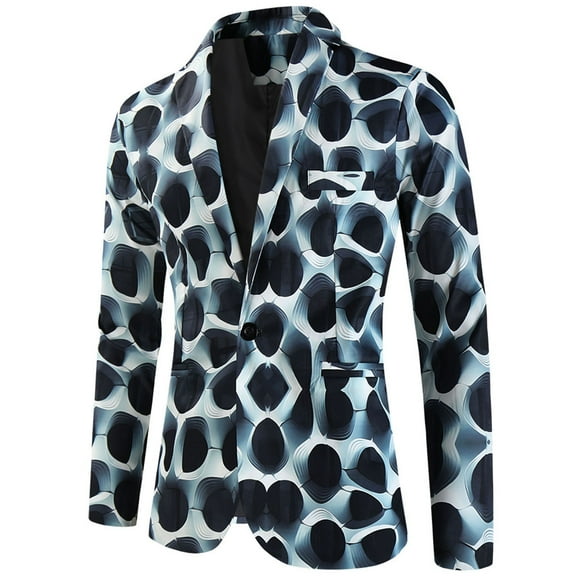 Mens Christmas Blazers Slim Fit Business Casual Men Suit Sport Coat One Button Travel Blazer Lightweight Suit Jacket Light Blue L