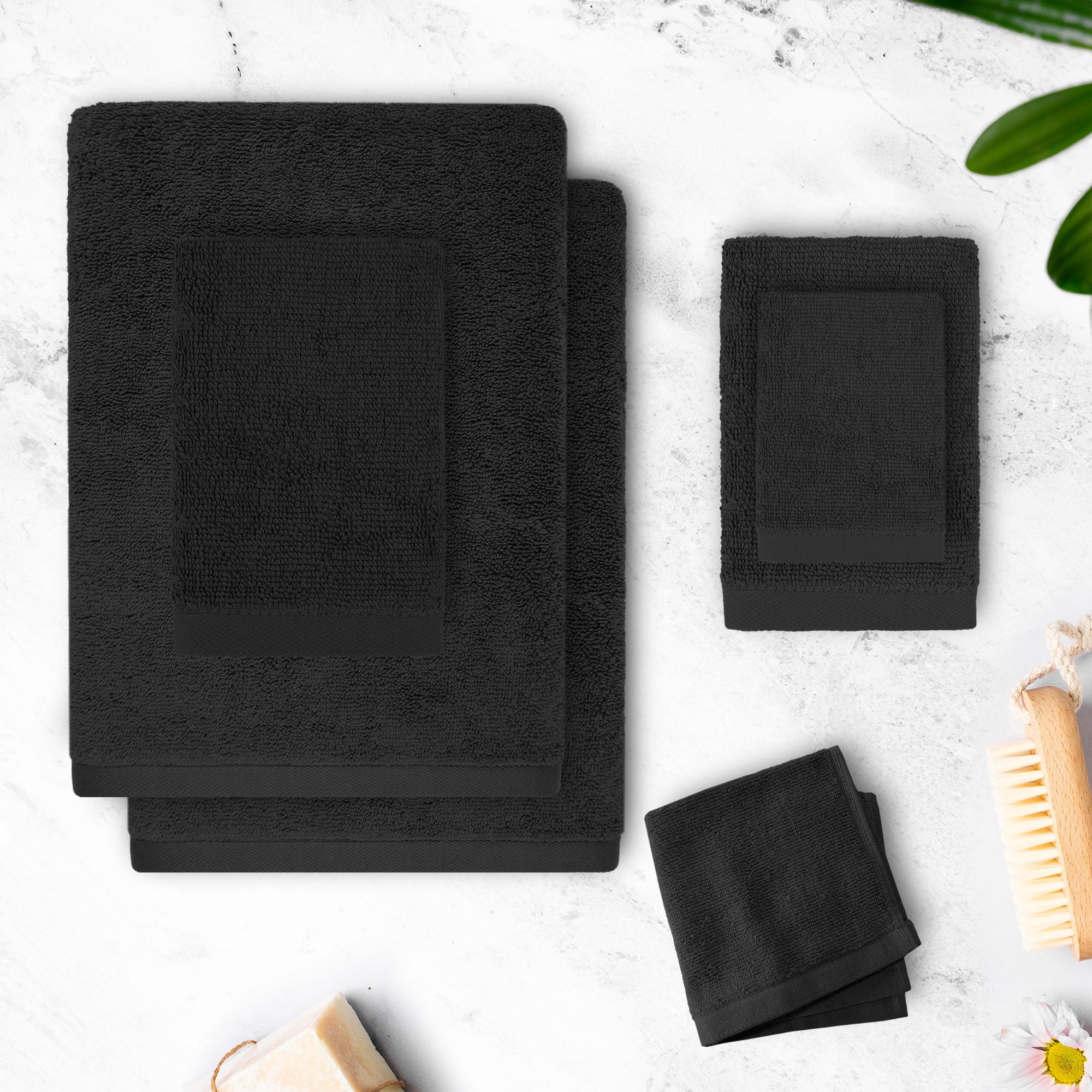 Better Homes & Gardens PowerLoft AIRRICH® Cotton 6-Piece Towel Set, Rich Black