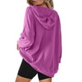 thumbnail image 4 of VISALY Hoodie Oversized Sweaters Knitted Sweaters Ribbed Tops Solid Color Long Sleeved Casual Sweater Loose V Neck Tunic Tops with Pockets Hoodies Sweater Jackets 2025 Loose Fit Sweatshirts Hot Pink S, 4 of 4