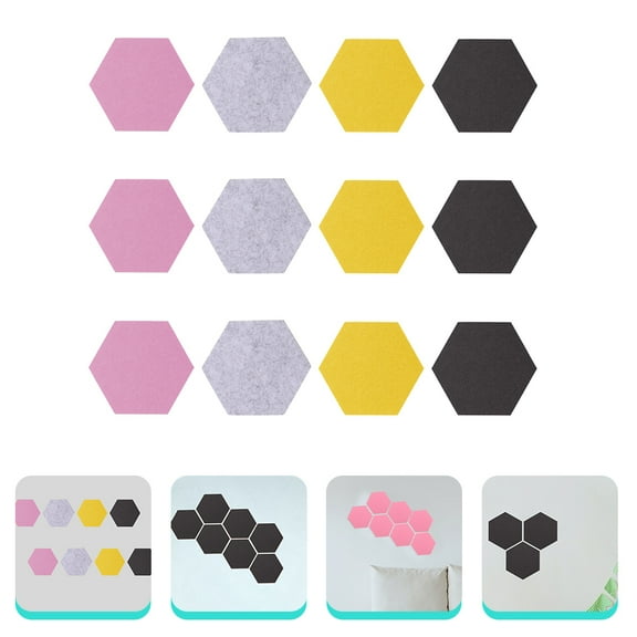 ELAYARD 12Pcs Self Adhesive Hexagon Felt Boards for Wall Memo Notes and Photo Display