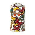 thumbnail image 6 of Lsque Retro Floral Butterfly Print Men's Cotton Blend Sleeveless Muscle Shirts (S-3XL)- Moisture Wicking, Odor Protection, UPF 30+,XX-Large, 6 of 8