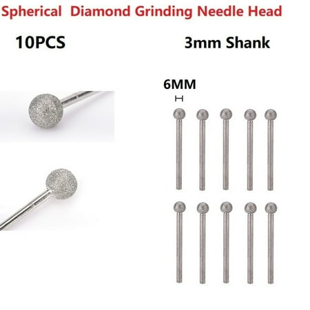 

10PC Diamond Round Ball Burr Drill Bit Set For Carving Engraving Drilling 4-12mm