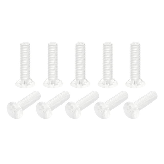 Unique Bargains M3x12mm Plastic Phillips Machine Screws, PC Flat Head Machine Bolts 10 Pack