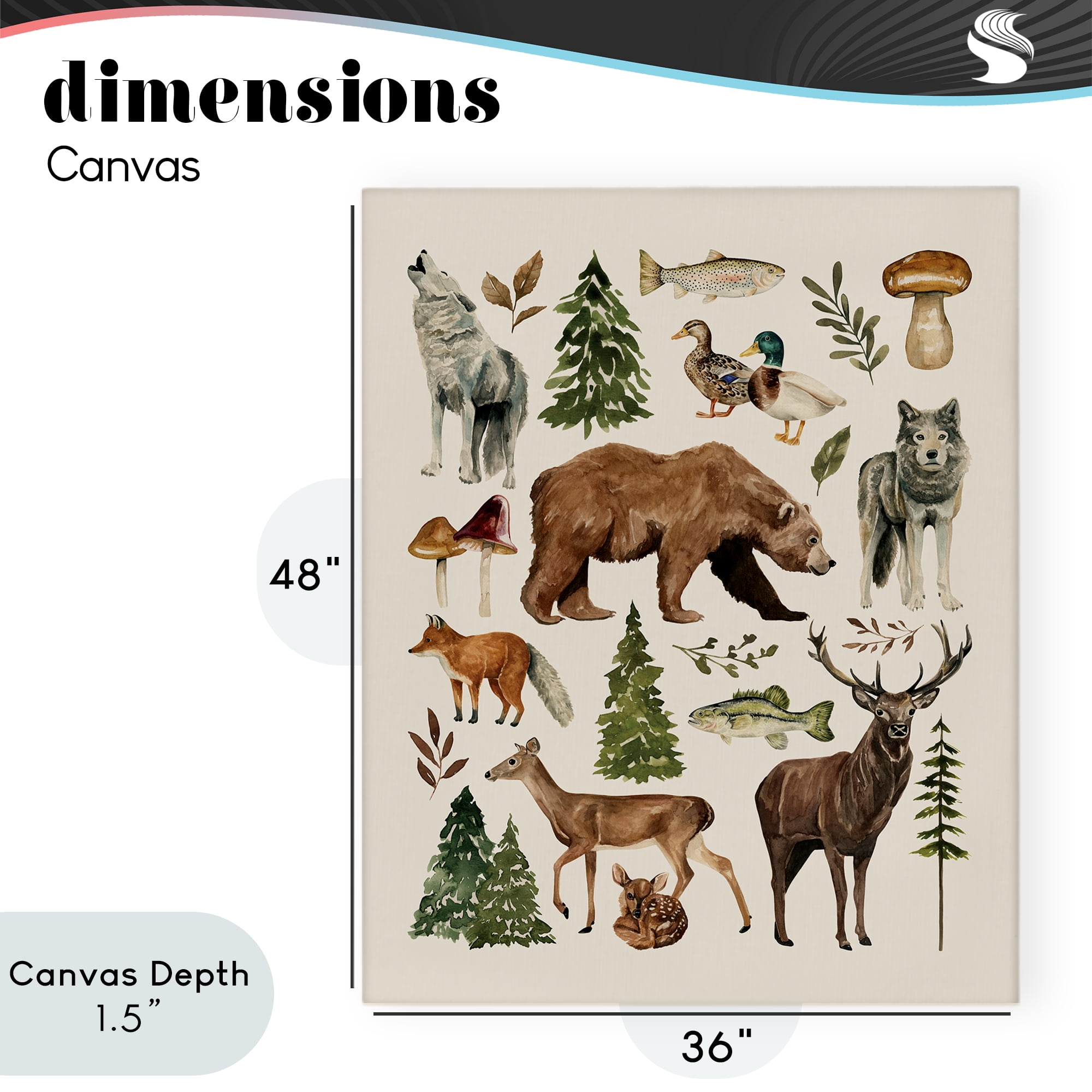 Stupell Industries The Wild Wood Animals Canvas Wall Art, design by Bethany Sandoval