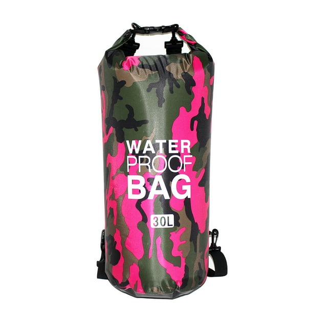 Yuarrent Bolsa de natación impermeable de 15/20L/30L, de saco seco, colores de camuflaje, pesca, canotaje, kayak, almacenamiento, bolsa de Deportes acuáticos Camuflaje rojo rosa 24x72cm