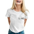 thumbnail image 4 of Bovemsi Women Daily Casual Printed Short Sleeve O Neck T Shirt Tops, White Women's Summer Short Sleeve T-Shirts, S, 4 of 6