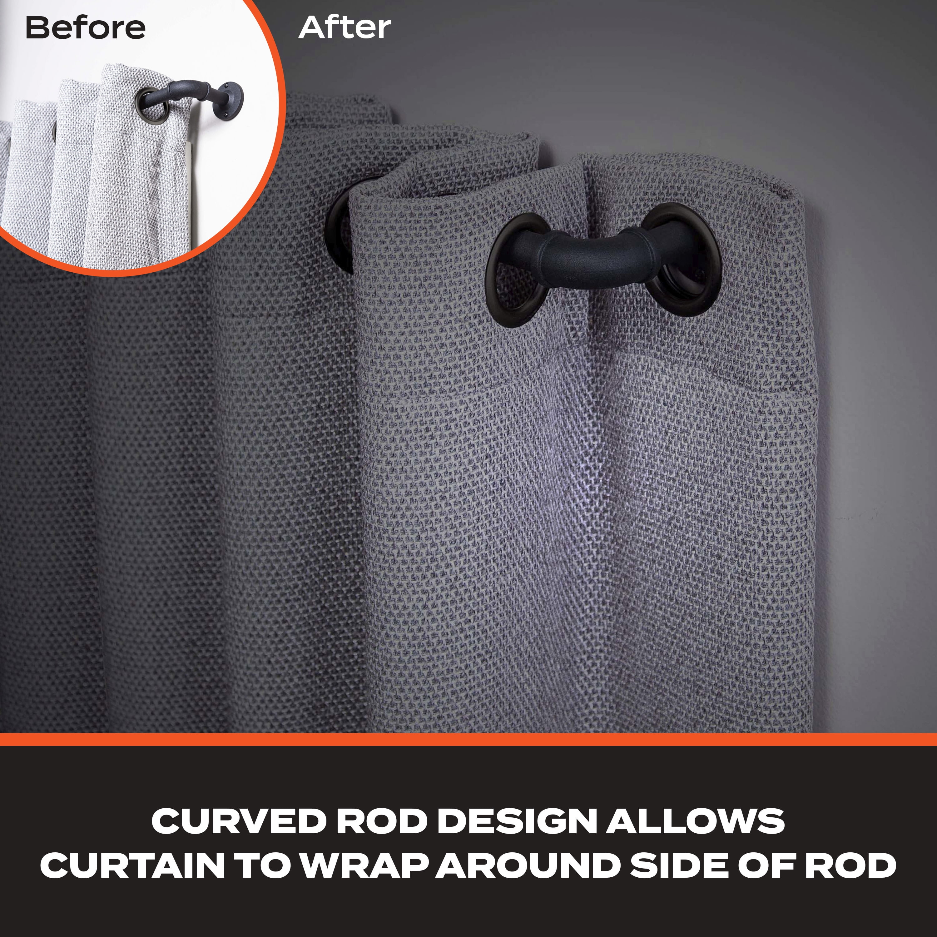 Sun Zero Bronn 3/4" Light Blocking Wrap Around Window Curtain Rod, 66-120", Matte Black
