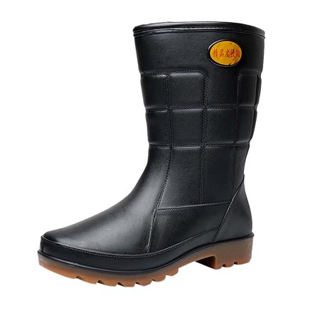 

Rain shoes for Men Men Mid Calf Rain Boots Waterproof Anti Slip Black PVC Adult Outdoor Work Rubber Boots PVC Dress Sandals for Women Black