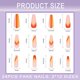 thumbnail image 4 of Uñas postizas Apuakthei con pegamento, uñas postizas extra largas, uñas acrílicas con punta francesa para mujer, uso diario, fiesta, 24 piezas/juego (líneas naranjas), 4 of 7