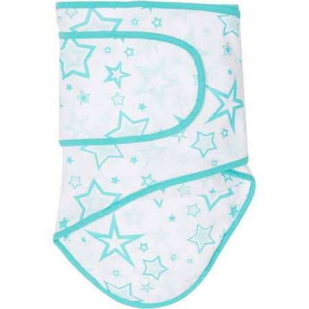 UPC: 0748252315649 | Miracle Blanket Baby Sleep Wearable Swaddle Wrap for Newborn Infant Boy or Girl 0-3 Months – Aqua Star pattern with Aqua Trim