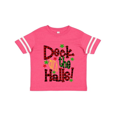 

Inktastic Deck the Halls in Green and Red Plaid with Christmas Bulb Gift Toddler Boy or Toddler Girl T-Shirt