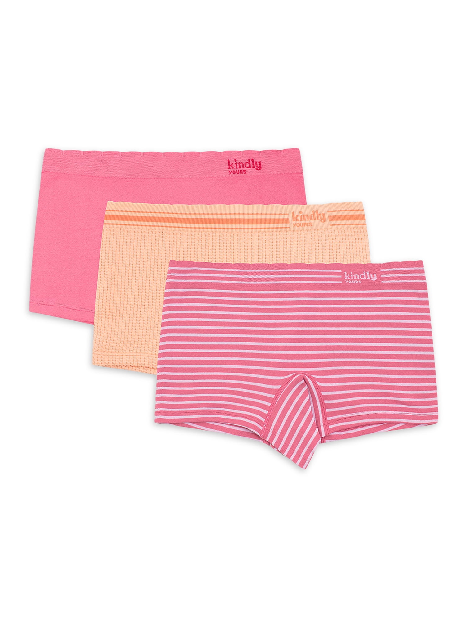 Kindly Yours Women's Sustainable Seamless Boyshort Underwear, 3-Pack