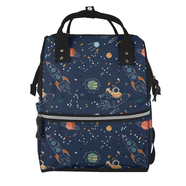 Easygdp Cartoon Space Planets para Bolsa de Bebé de Gran Capacidad con Múltiples Bolsillos, Bolsa de Pañales para Padres, Bolsa de Viaje Organizada y Elegante