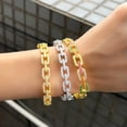 thumbnail image 4 of Brilliant CZ Geometric Round Cuban Chain Link Bangle White Gold Plated Lady Gift, 4 of 9