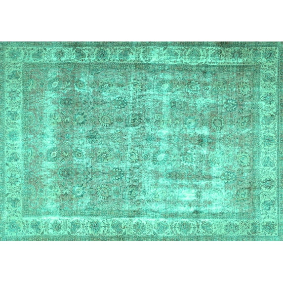 Ahgly Company Machine Washable Indoor Rectangle Persian Turquoise Blue Traditional Area Rugs, 2' x 5'