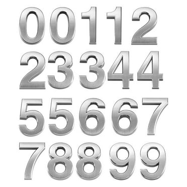 EXHUMKY 20Pcs Three-dimensional Digital Number Stickers in Silver for Apartment