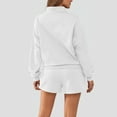 thumbnail image 4 of UAMVSH Long Sleeve 2 Piece Outfits for Women Casual 1/4 Zipper Pullover Sweatshirts and Pockets Shorts Sweatsuits Sets Lounge Tracksuits(X-Large,White), 4 of 7