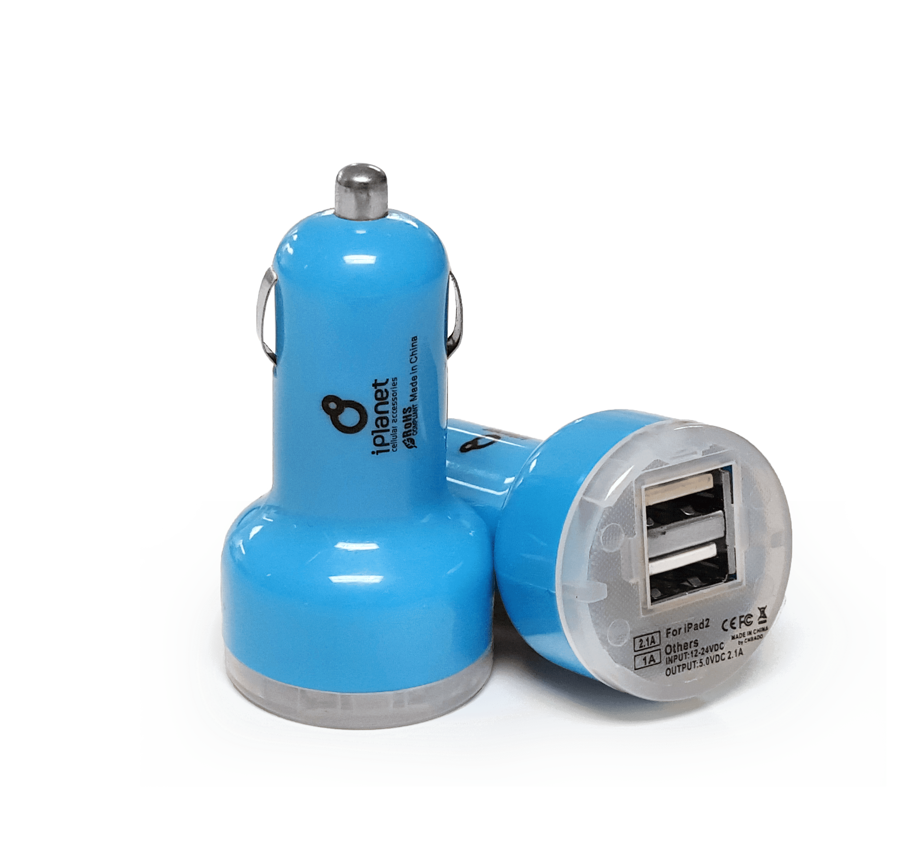 Double USB Car Charger (Blue)