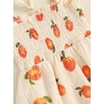 thumbnail image 5 of Newborn Baby Girl Summer Outfit Peach Print Sleeveless Halter Romper Dress Ruffle Smocked Skirts Bodysuits Cute Clothes, 5 of 7