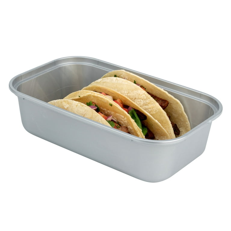 Futura 34 oz Rectangle Silver Plastic Heavy Duty Take Out Container - with  Clear Lid, Microwavable, Inserts Available - 8 1/4 x 5 x 2 1/2 - 100  count box