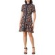 thumbnail image 1 of INSPIRE CHIC Vestido de Camisa de Manga Corta con Cinturón y Cuello en Contraste para Mujeres XL Negro, 1 of 7