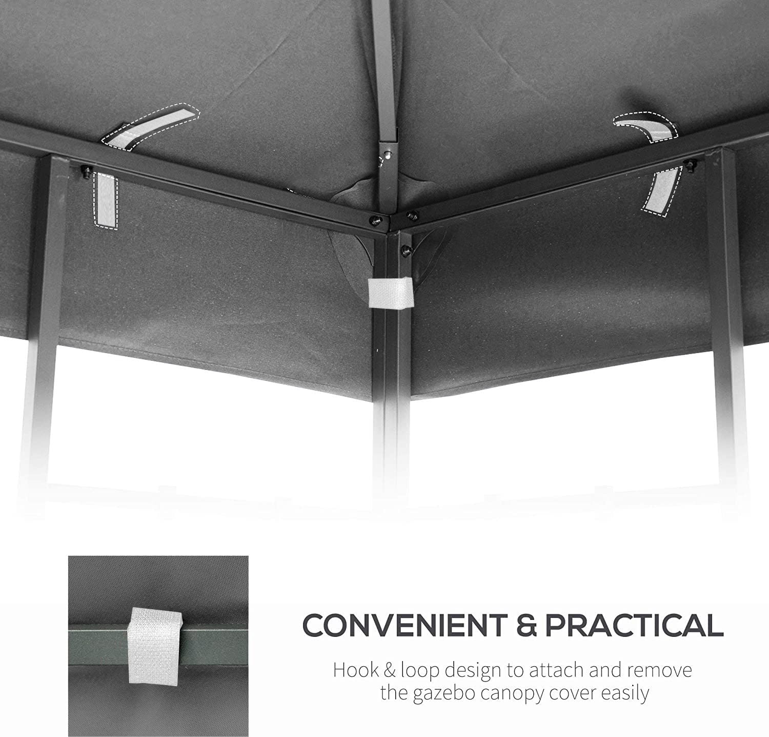10x10 Ft Outdoor Patio Gazebo Replacement Canopy,Double Tiered Gazebo Tent Roof Top Cover Only (Frame Not Include)