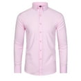 thumbnail image 4 of Iugvhana Men's Four Side Silk Dress Shirt Stretch Slim Lapel Long Sleeve Casual Business Wedding Shirt Tops Button Down Shirt Pink M, 4 of 4