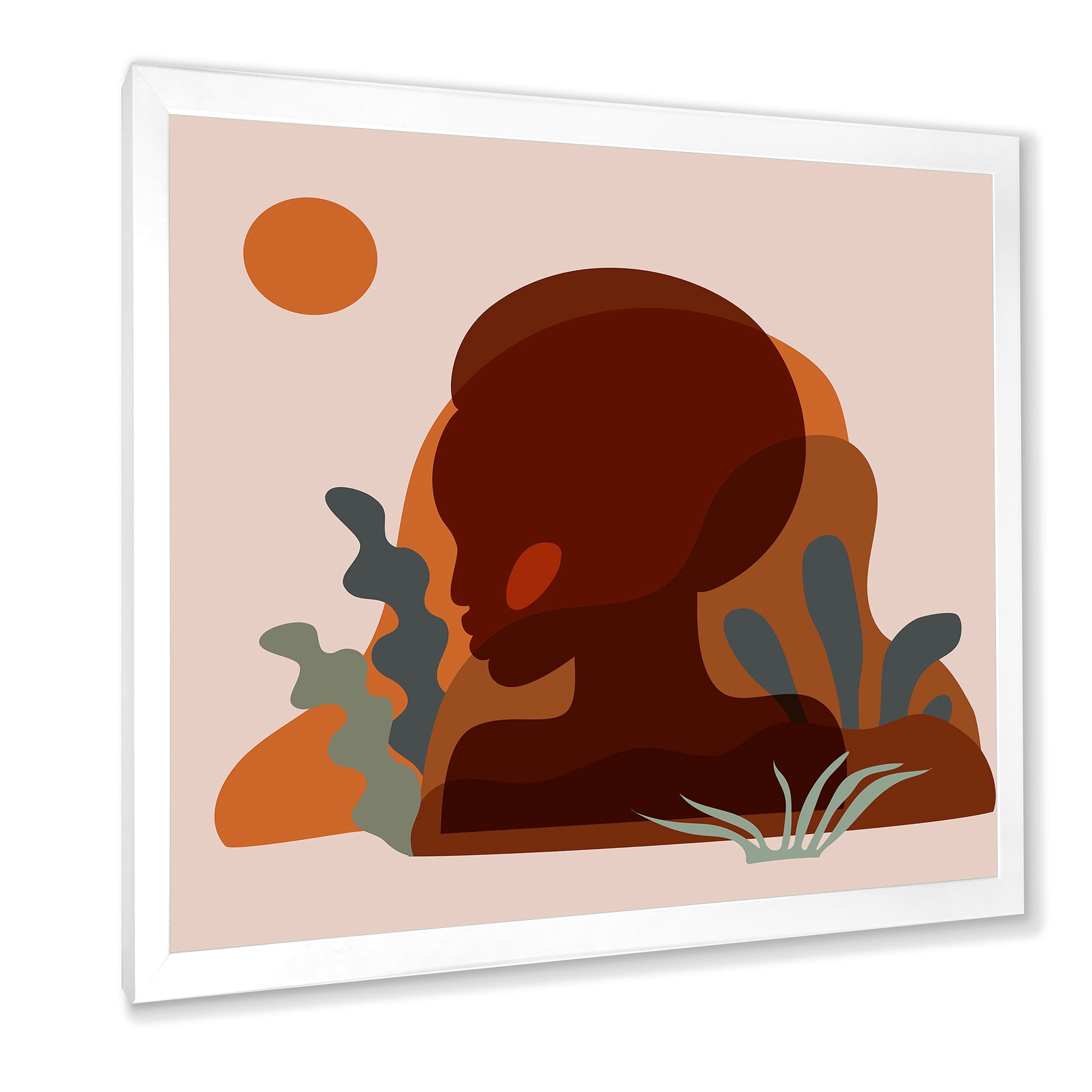 Designart 'Minimal Silhouette Of African American Woman' Modern Framed Art Print