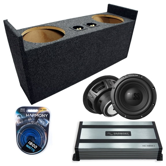 Harmony Audio Alpine fits 87-06 Jeep Wrangler YJ TJ W10S4 Dual 10" Subwoofer 500W Sealed Sub Box | HA-A800.1 Amplifier, 4GA Amp Kit