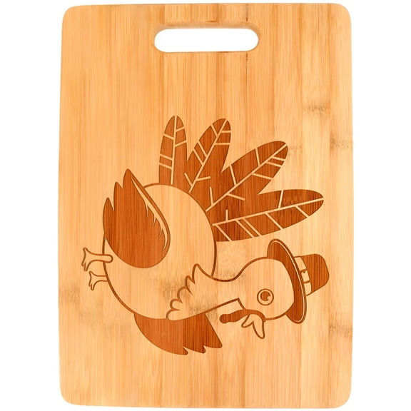 ThisWear Fall Decorations for Home Thanksgiving Turkey Pilgrim Big Rectangle Bamboo Cutting Board