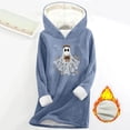 thumbnail image 2 of XUNKUSGA Hoodies for Women Halloween Thickened Sherpa Lined Fleece Long Hooded Sweatshirt Women Long Sleeve Pullover Hoodies Casual Loungewear Tunic Tops S-3XL Blue, 2 of 3