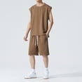 thumbnail image 3 of PEASKJP Outfits for Men Summer Two Piece Tracksuit Casual Athletic Sports,Coffee M, 3 of 4