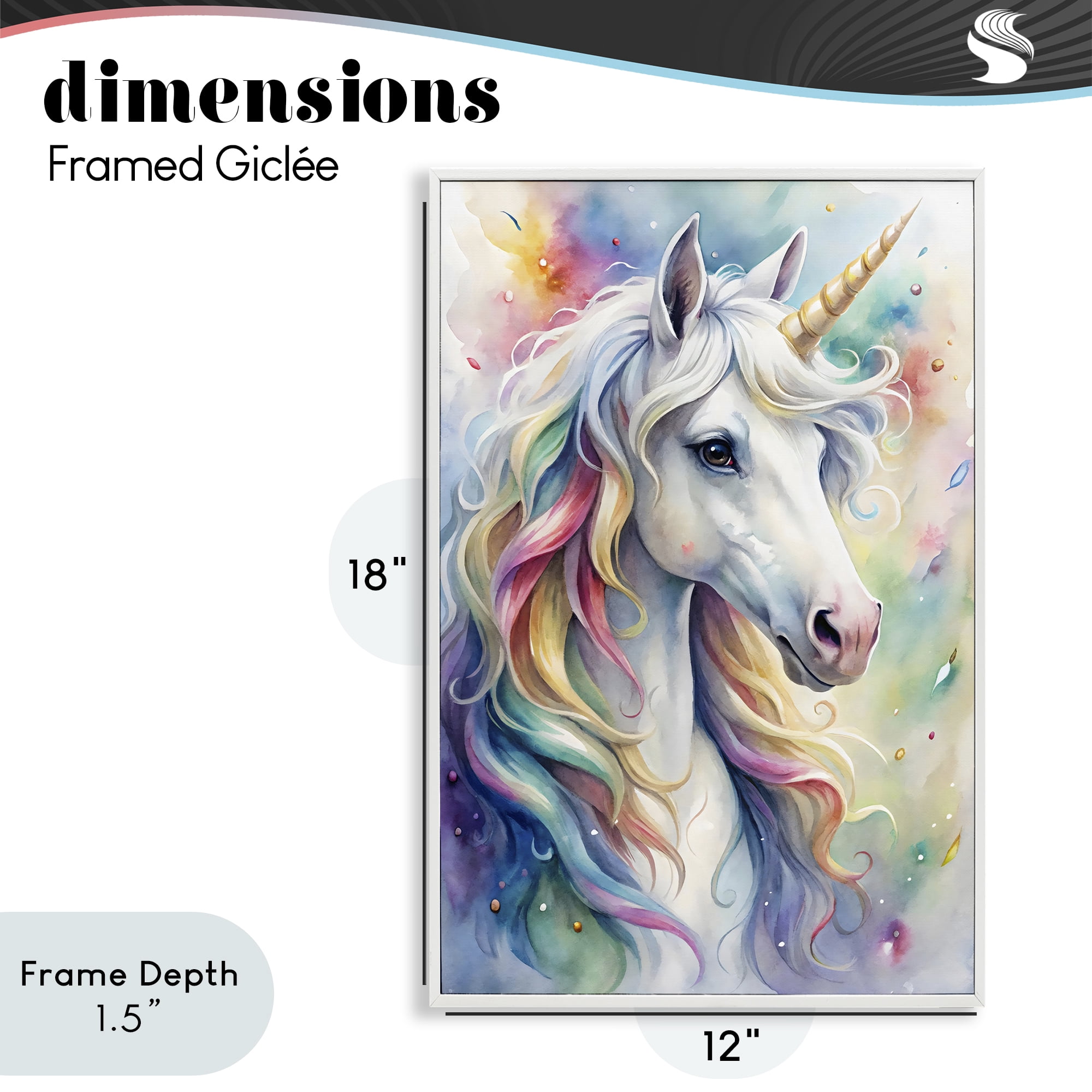 Stupell Industries Pastel Colorful Unicorn White Framed Giclee Art, design by Creative Studio