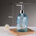 thumbnail image 2 of Botella desinfectante de manos tipo empuje con rayas verticales azules transparentes de 450 ml - Botella de repuesto de gel de ducha for el hogar de gran capacidad - Diseño simple portátil, 2 of 2