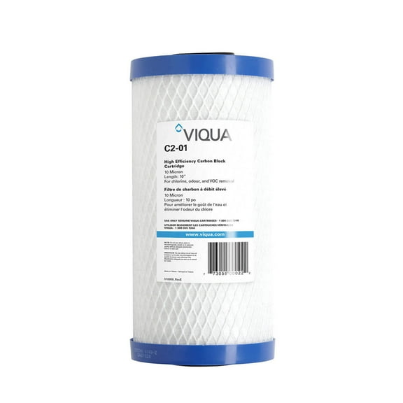 Viqua C2-01 Carbon Block Filter, 10 x 4.5 In, 10 Micron, NSF Certified